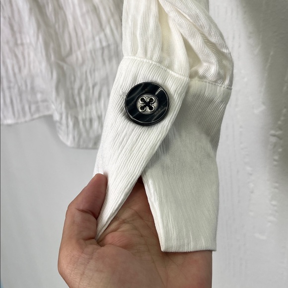 Zara - NWT White Puff Sleeve Elastic Waist Lightweight Peplum Blouse Size XS - Picture 6 of 11